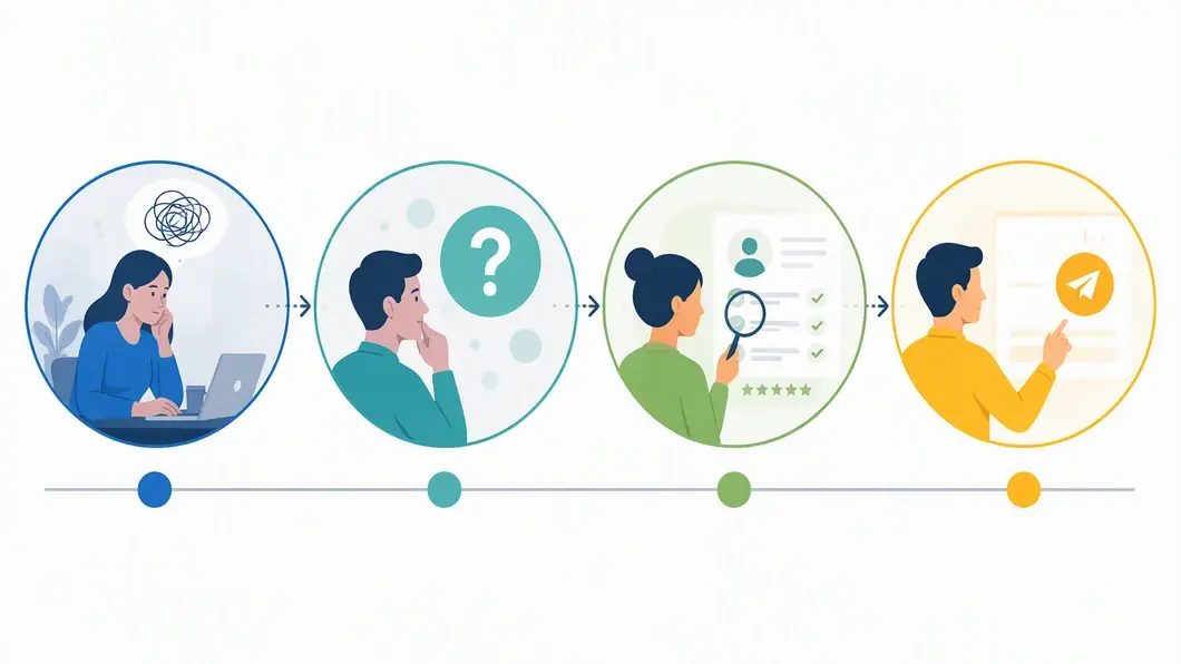 Parcours visuel en quatre étapes pour cibler une audience de recrutement
