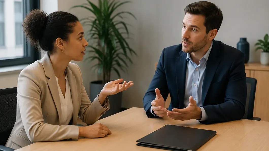 Une candidate demande à un recruteur à quelles étapes l’IA intervient dans le processus.