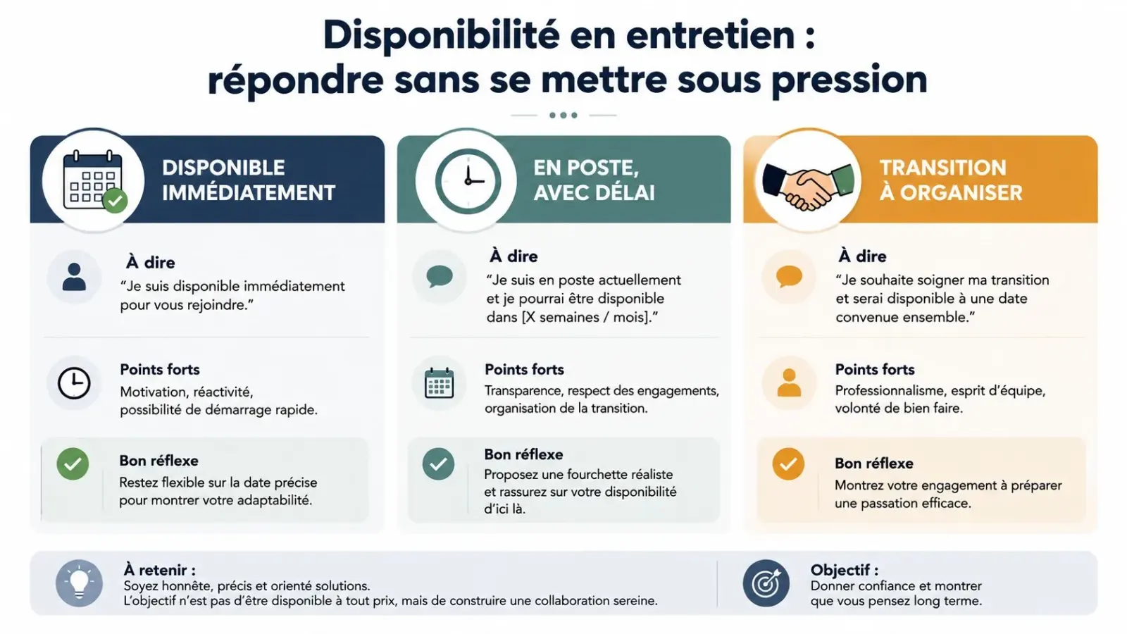 Infographie pour choisir une formulation adaptée à sa disponibilité en entretien